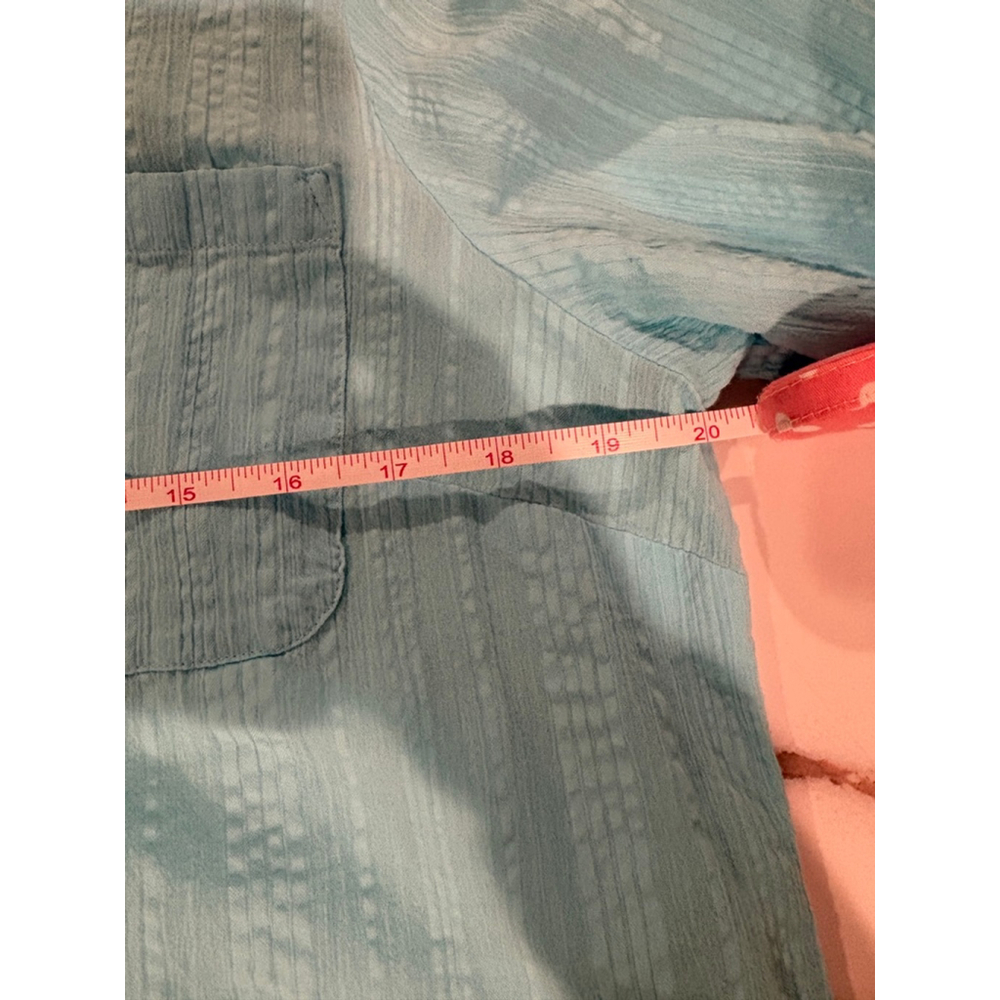 CHICO'S Turquoise Blue Lightweight Button Down Blouse Coastal SZ 2 Large - Picture 7 of 8